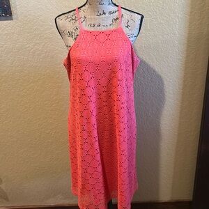 Nine West coral, crochet/lace halter dress, size 12, EUC | offer in description